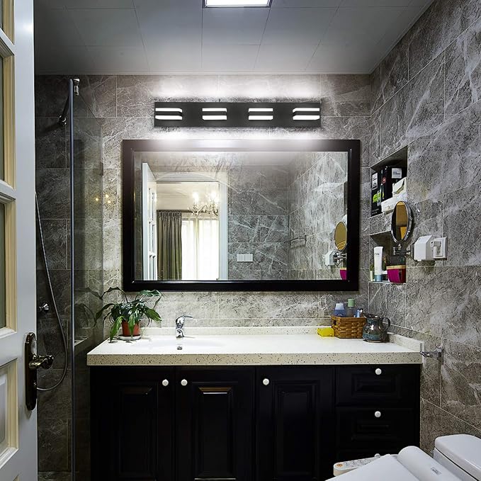 SOLFART Black Bathroom Light Fixtures 4 Lights Bathroom Vanity Light LED - Image 8