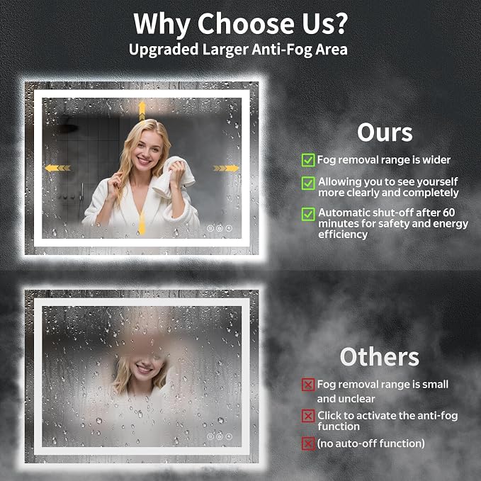 48" x 32" LED Bathroom Mirror - Image 4