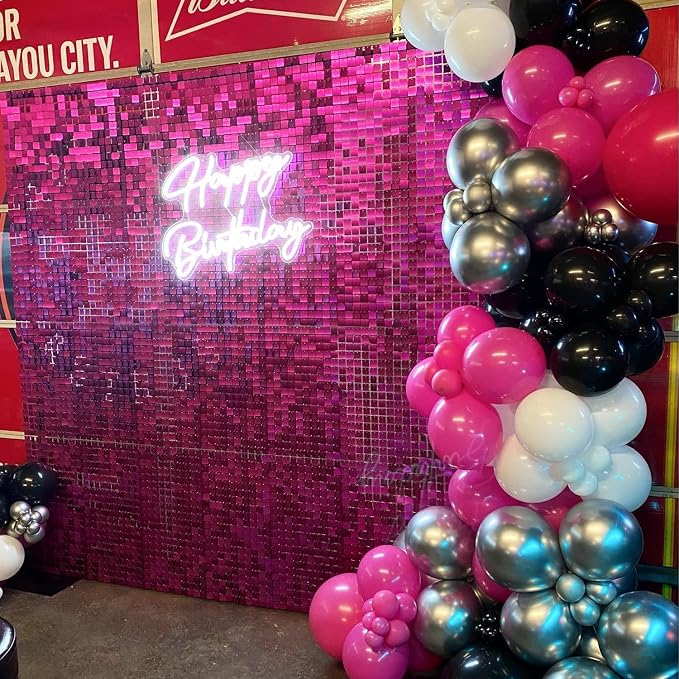 COKAOBE Hot Pink Shimmer Wall Backdrop, Photo Backdrops - Image 5