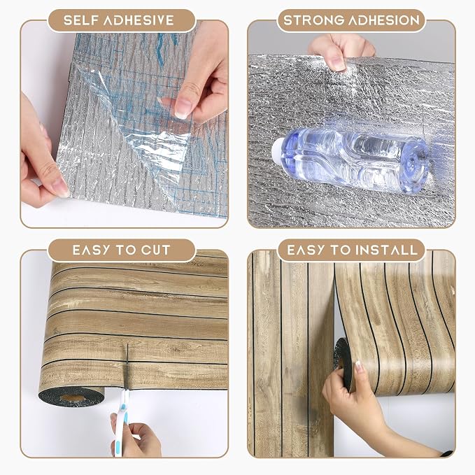 VEELIKE Weathered Wood Slat Wall Panels Peel and Stick Reclaimed Wood Grain - Image 7
