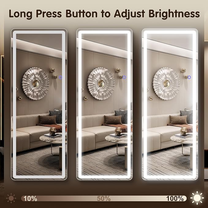 FENNIO Full Length Mirror with Lights, Free Standing Lighted Floor Mirror - Image 7