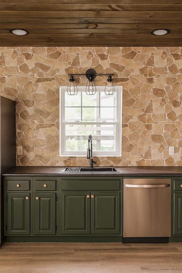 Dundee Deco 3D Wall Panels Faux Stone PVC Brown Beige, 3.2 ft X 2.1 ft - Image 5