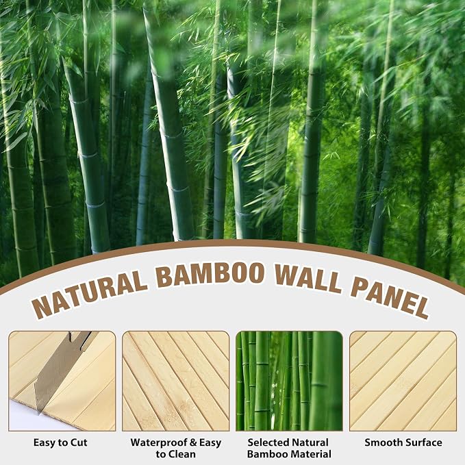Natural Bamboo Wall Panel for Interior Wall Decor, Pole Wrap Wainscoting - Image 3