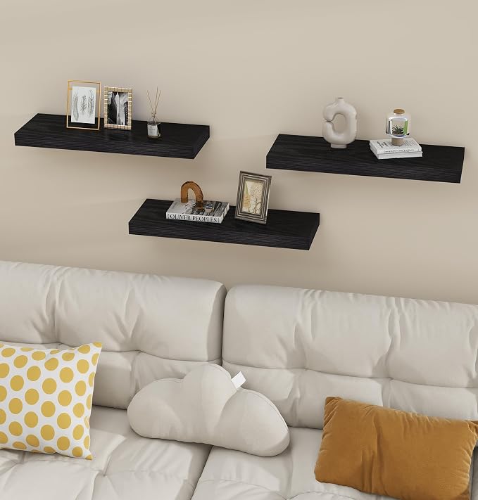 Vervida® 3 Pack Black Floating Shelves, Holds Up to 37 Lbs, - Image 2