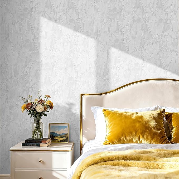 17.5"x317" Velvet Fabric Peel and Stick Wallpaper White Velvet Wallpaper Self - Image 4