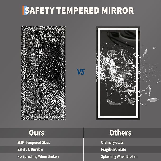 LED Bathroom Mirror 60 x 30 inch, Lighted Bathroom Vanity Mirror - Image 5