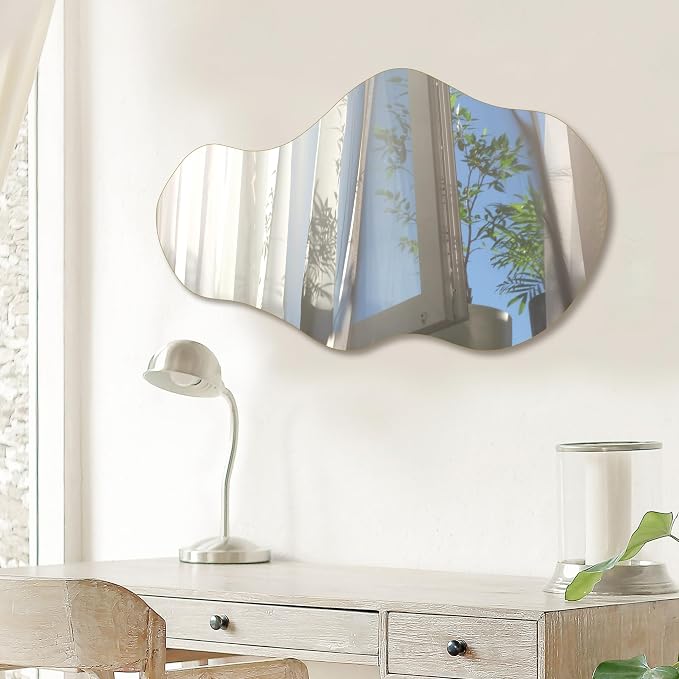 PERFNIQUE Irregular Wall Mirror Asymmetrical Mirror, Cloud Frameless Mirror - Image 5