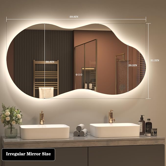 SMIROR Irregular Backlit Bathroom Mirror - Image 9
