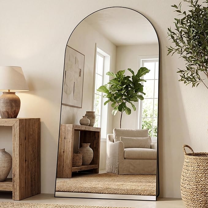 Antok 81" x41” Arched Full Length Floor Mirror, Free Standing/Wall Mount/Leaning - Image 2