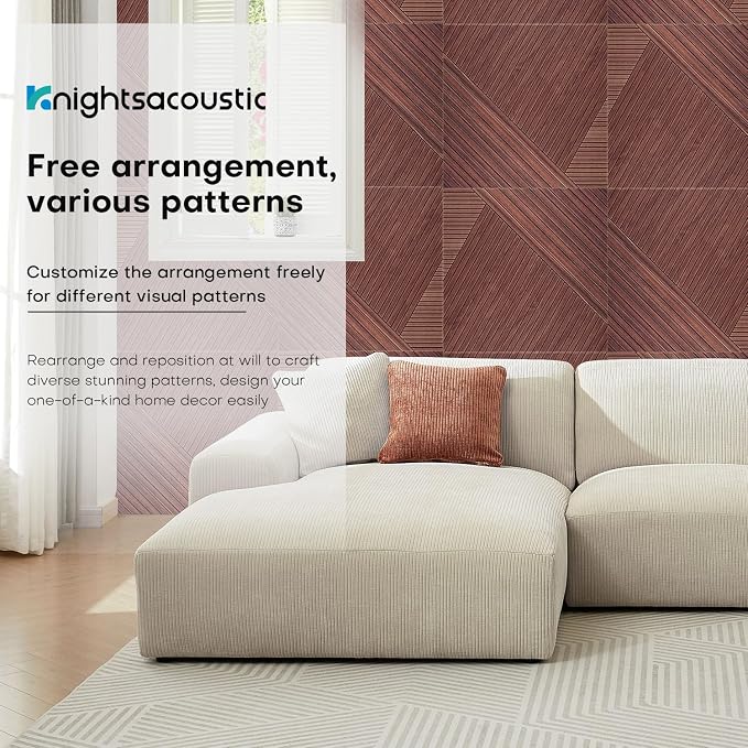8Pack Acoustic Wall Panels, Wood-Pattern Art Sound Proof Foam Panels - Image 6