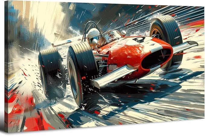 Abstract Race Car Wall Art Vintage Formula Racing Canvas Painting Car Posters by HOME