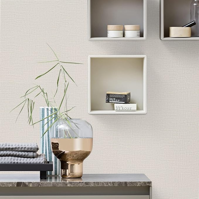 TANONE Contact Paper Peel and Stick, Grasscloth Wallpaper Self Adhesive - Image 3