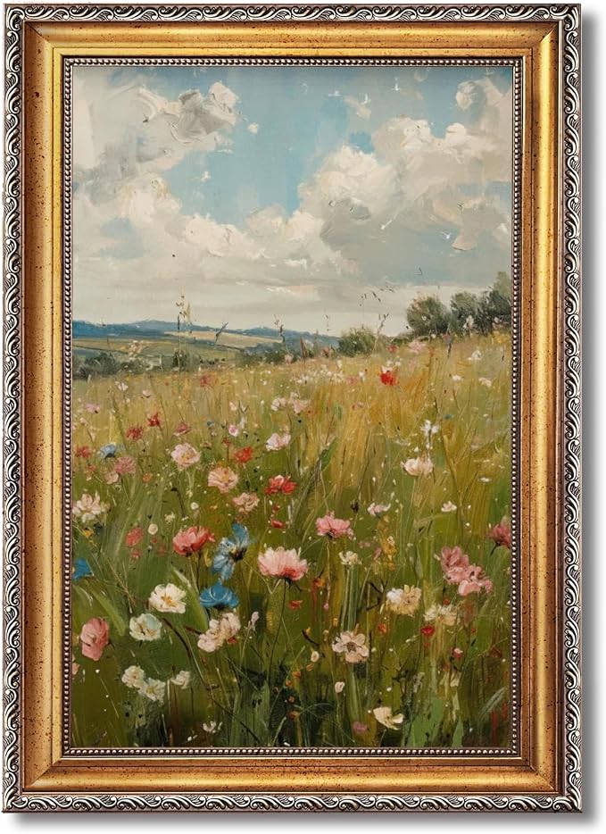 Yermidi Vintage Gold Frame Wildflower Meadow Wall Art Romantic Countryside - Image 8