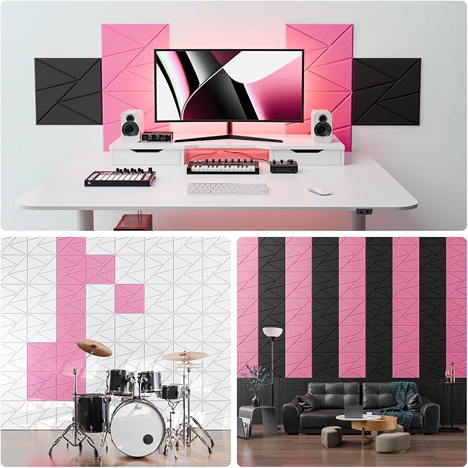 12 Pack Acoustic Panels with Self-Adhesive, Sound Panels High Density, - Image 4