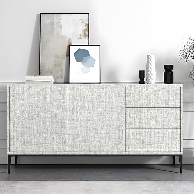 Grey Grasscloth Peel and Stick Wallpaper, Vintage Textured Contact Paper 15.75" - Image 7