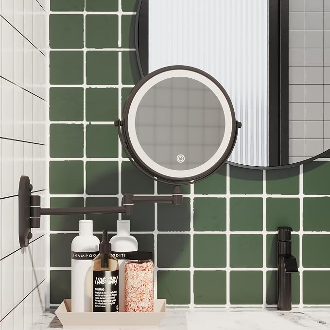 Ruacq Rechargeable Makeup Mirror Matte Black Double Sided Vanity Mirror - Image 3
