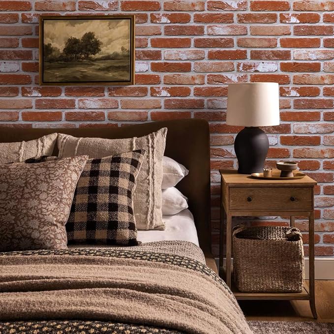 COMSTICKC 3D Red Faux Brick Wall Panel Peel and Stick Wall Covering, 3D Brick - Image 6