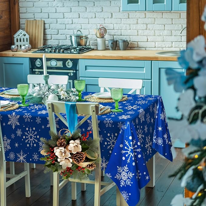 Kochorie 100 Ft x 54 Inch Blue Snowflake Tablecloth Roll - Image 7