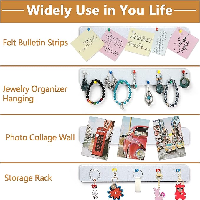 5 Pack Felt Pin Board Bar Strips Bulletin Board - Image 3