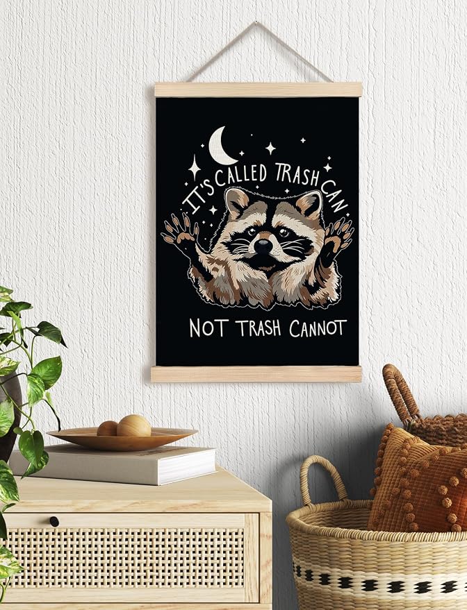 Foritho Funny Motivational Raccoon Meme Poster Wall Art Framed - Image 2