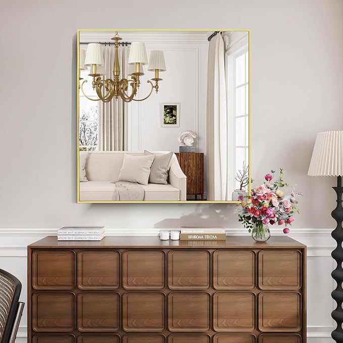KOCUUY Gold Bathroom Mirror, HD Tempered Glass, Anti-Rust Frame, Modern Design - Image 3