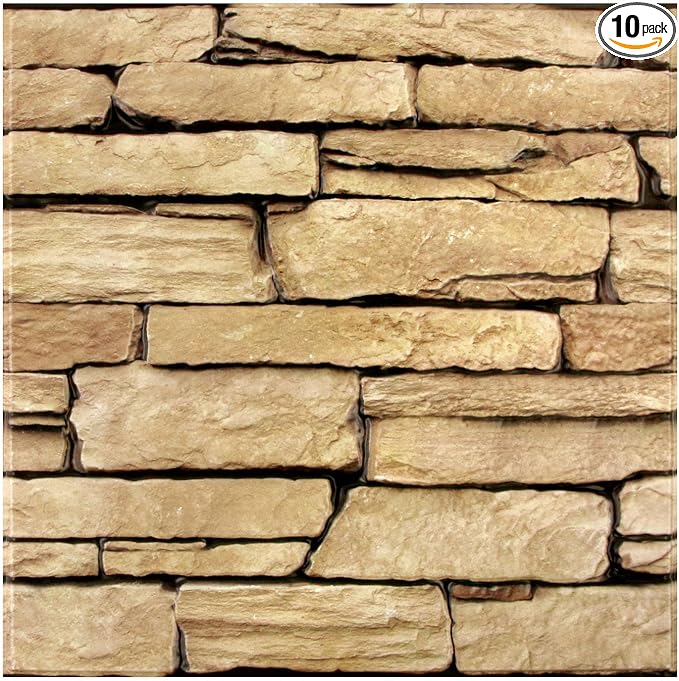 3D Peel and Stick Faux Stone Wall Panels 11.8" x 11.8" 10-Pack, Stone-Look Wall by SMOOSTIKCDECOR