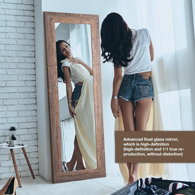 Syndra Farmhouse Full Length Mirror 61x22'', Rustic Floor Mirror, Large - Image 2