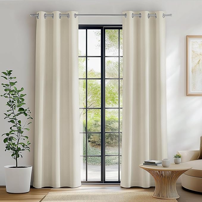 FMFUNCTEX 100% Blackout Beige Curtains by Fmfunctex