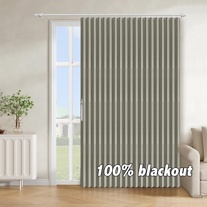 AJAZZ Blackout Accordion Door Curtain 98"x78" Grey by AJAZZ