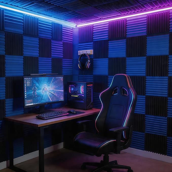 96 Pack Blue/black Absorb the echo Acoustic Foam Panel Wedge Studio - Image 4