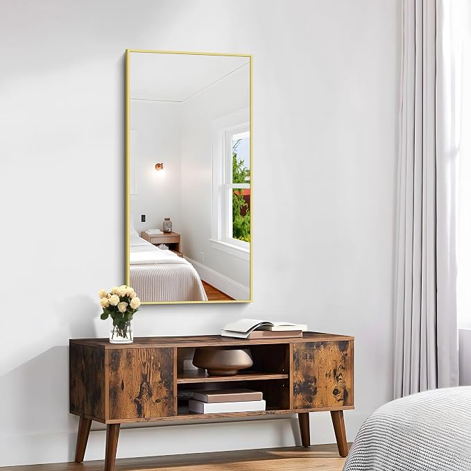 KOCUUY Gold Bathroom Mirror, HD Tempered Glass, Anti-Rust Frame, Modern Design - Image 4