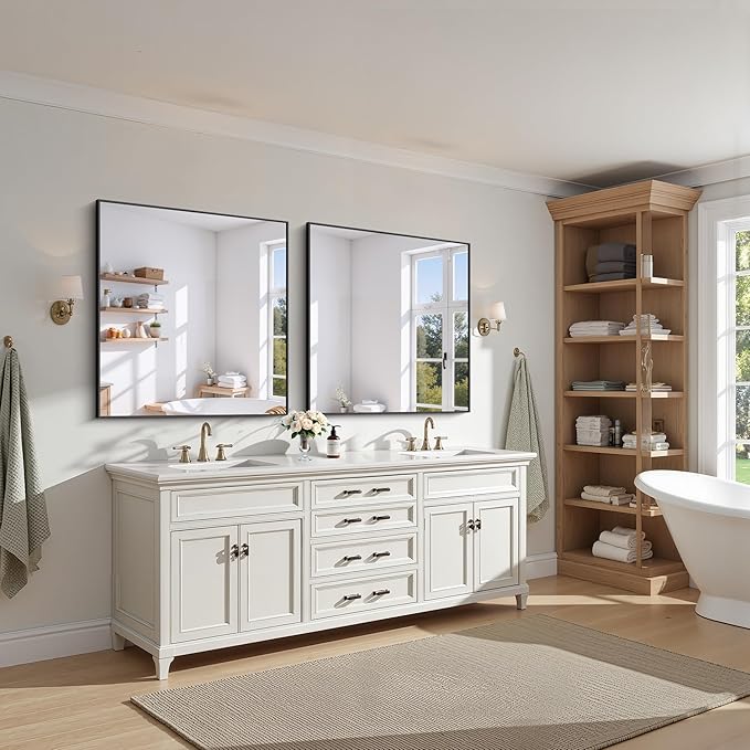 KOCUUY Black Bathroom Mirror, 36x36 Inch Square Mirror - Image 3
