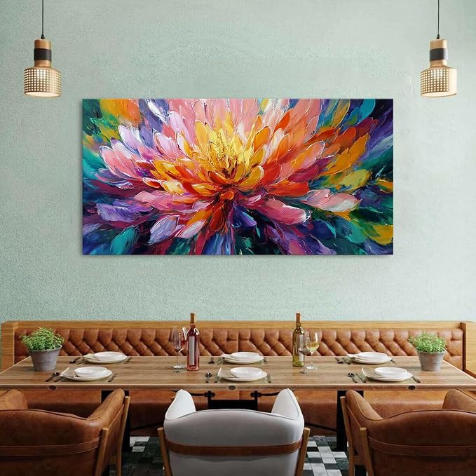 Abstract Lotus Wall Art Zen Wall Decor Large Colorful Lotus Flower Pictures - Image 4
