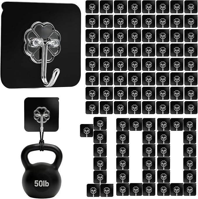 DDMY Heavy Duty Hooks Self Adhesive Hooks Newly Black Sticky by DDMY