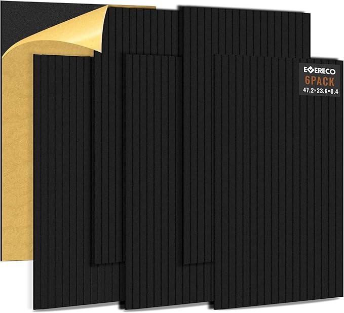 EVERECO 6 Pack Large Acoustic Panels, 47.2×23.6×0.4 inches, Soundproof Panels by Unknown