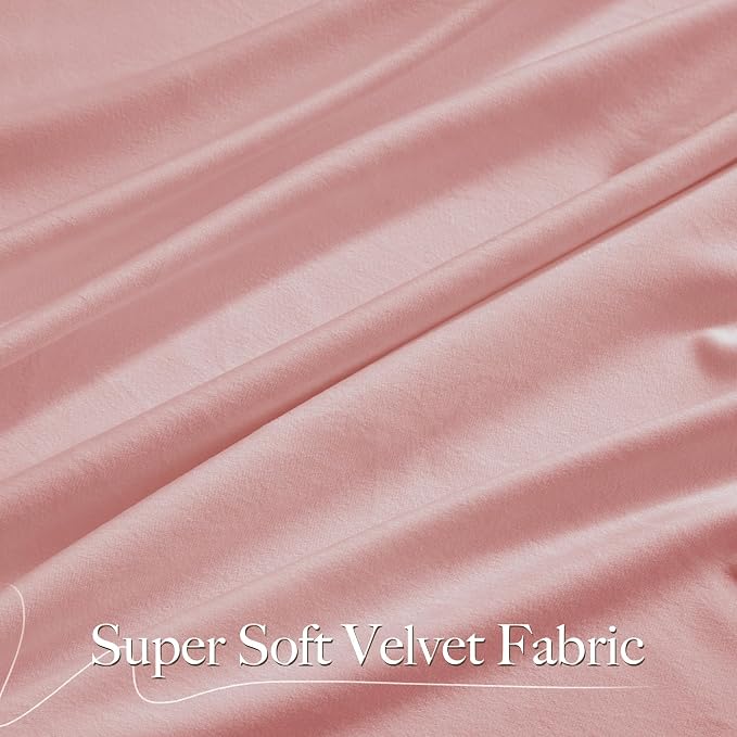 NICETOWN Pink Velvet Curtains 96 inch Length, Blush Pink Room Darkening Thermal - Image 3
