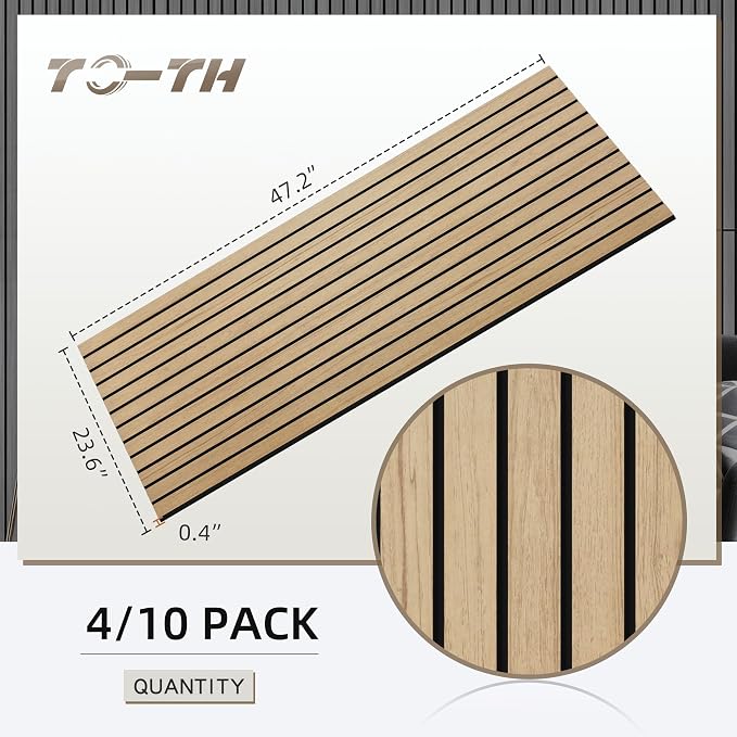 TO-TH Wood-Look Acoustic Wall Panels, 10 Pack 47.2” x 23.6” Acoustic Panels - Image 7