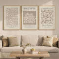 Framed Large Matisse Canvas Wall Art Set of 3, Vintage Neutral Abstract Floral by Cuspin
