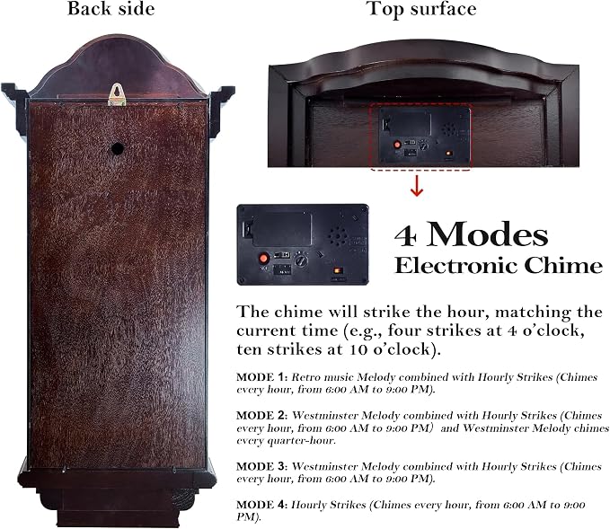 AYRELY® 36IN Big Grandfather Vintage Wall Clock - Image 7