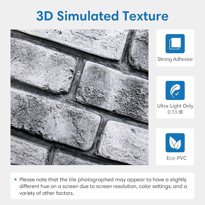 COMSTICKC 3D Faux Brick Wall Panel Peel and Stick, Small Size, Ultra-Light PVC - Image 3