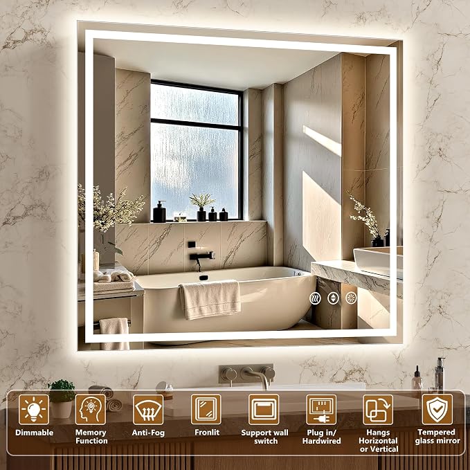 48x36 Inch LED Lighted Bathroom Mirror - Image 2