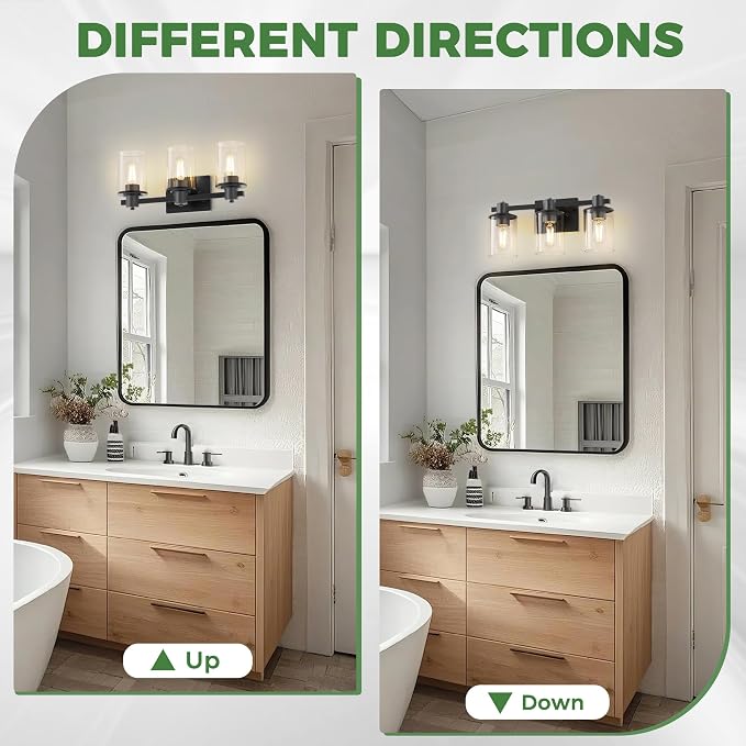 DORESshop 20 Inch Upgraded Bathroom Light Fixtures, 3-Light Black Bathroom - Image 7
