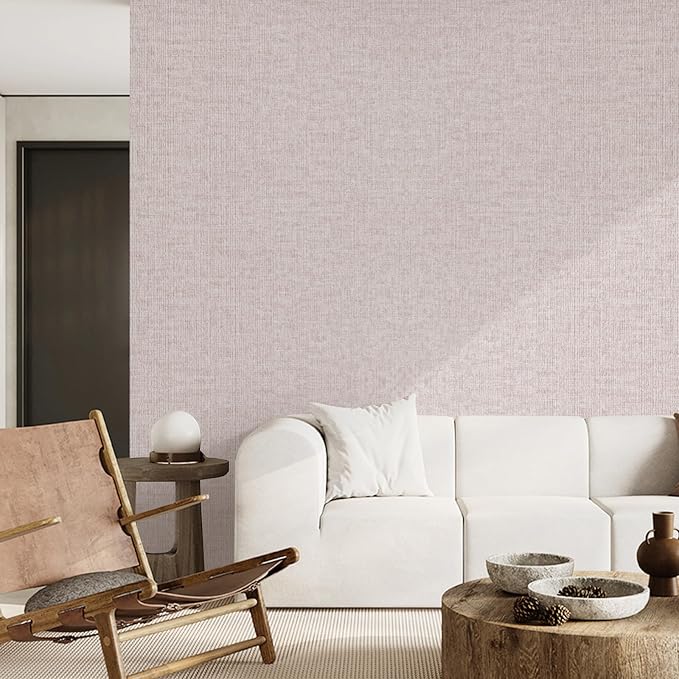 Beige Grasscloth Peel and Stick Wallpaper, Modern Textured Contact Paper - Image 4