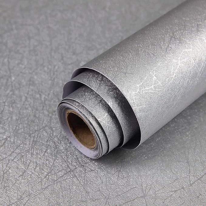 Abyssaly Grey Peel and Stick Wallpaper, Embossed Self Adhesive Silver Gray by Abyssaly