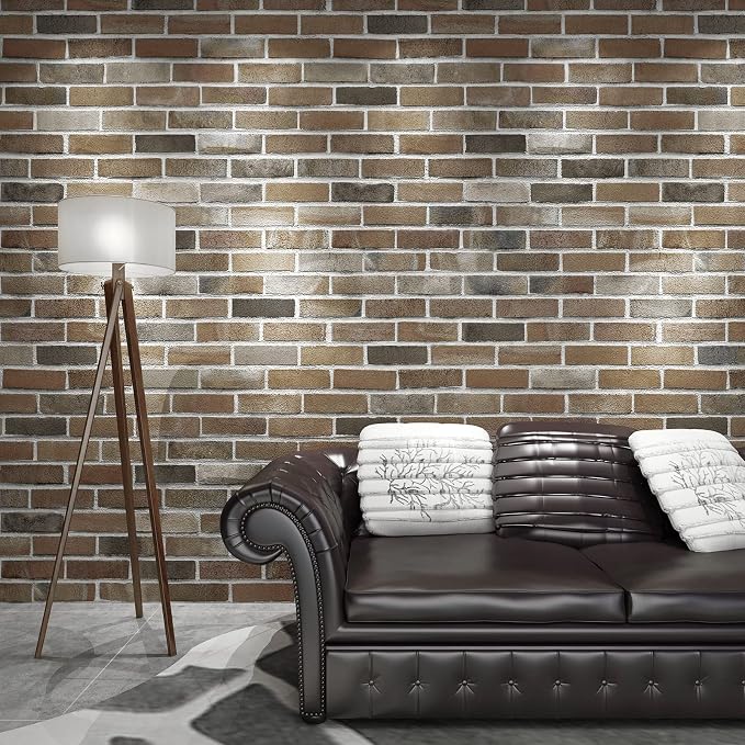Art3d 20-Pack105 Sq.Ft Faux Brick 3D Wall Panels Peel and Stick in Gray Brown - Image 5