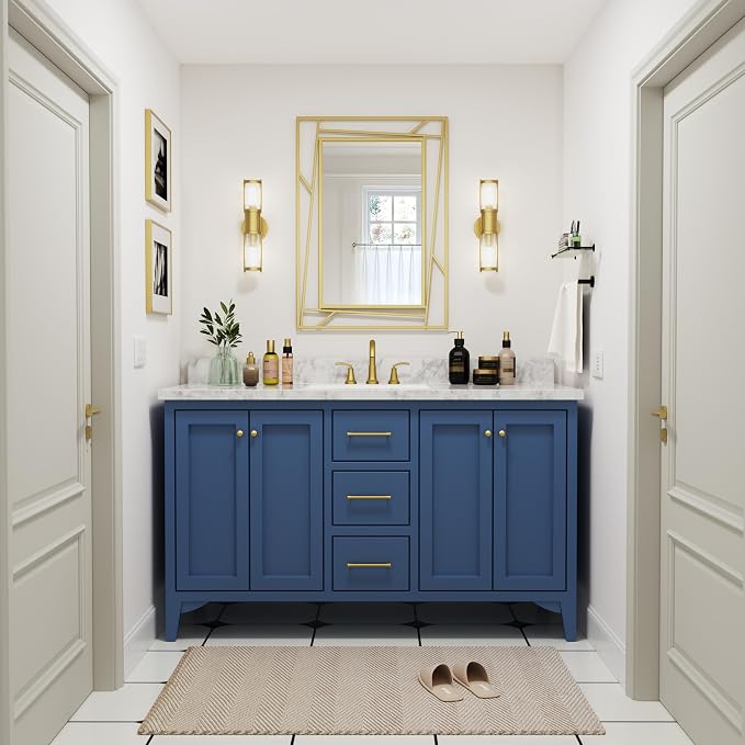 Brushed Gold Bathroom Mirror, Hang Horizontally or Vertically - Image 8