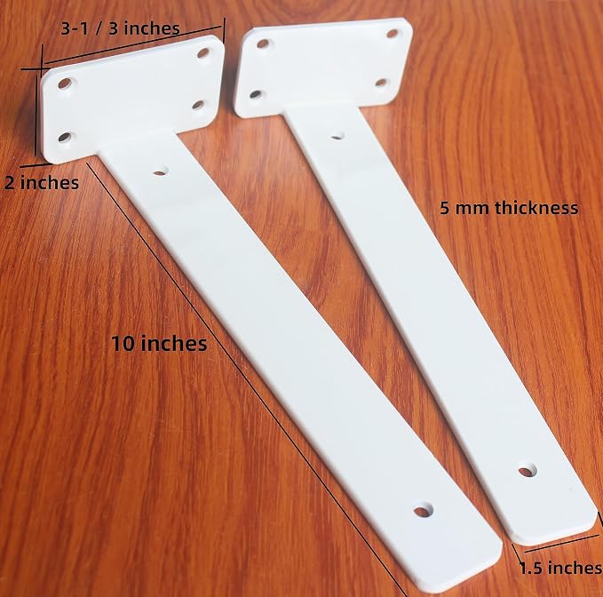 8 Pack - 10 inch White Hidden L Shelf Bracket Iron Floating Shelf Brackets - Image 2