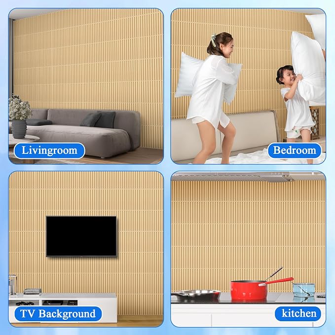 Nuanchu 32 Pcs 3D Slat Wall Panels, Paintable Waterproof Textured Tiles - Image 7