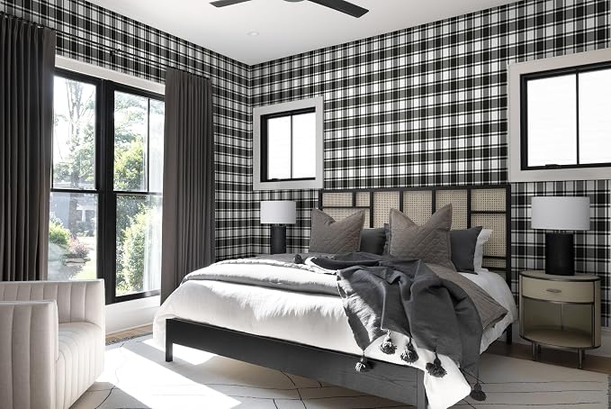 Guvana 17.7"x118" Black and White Trellis Contact Paper Peel and Stick - Image 5