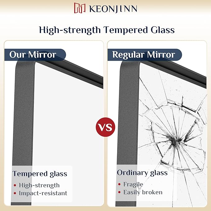Keonjinn Black Bathroom Mirror for Over Sink, 24 x 32 Inch Matte Black Vanity - Image 4